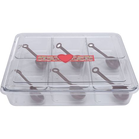Unterteiltes Serviertablett mit 6 Löffelfächern, große Obst- und Gewürzbox aus Kunststoff (1/5)