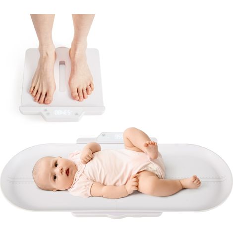Balance Bébé Intelligente pour Nourrisson avec Plateau Amovible Contrôle via Application 5 Unités pour Mesure du Poids/Taille Charge 150kg Blanc (1/2)