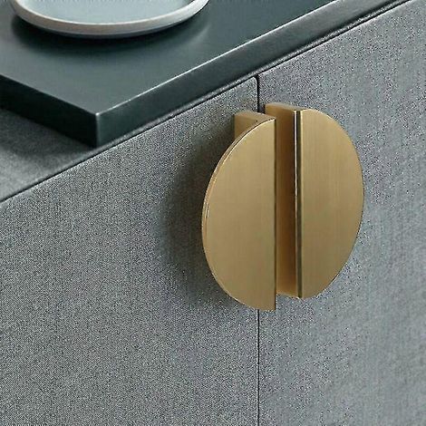Lot de 2 poignées de tiroir demi-lune en laiton doré pour meubles de cuisine, chambre et placards. Poignées de tiroir en aluminium. (1/5)