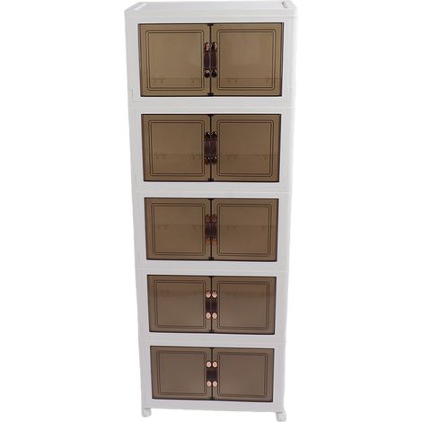 Paniers de rangement pliables empilables, boîtes de rangement pliables anti-poussière avec couvercles, 4 roulettes mobiles, grande capacité, épais 5 couches, 45x30x123cm (1/5)