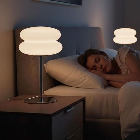Lampe de chambre champignons moderne médiévale Lampe de chevet réglable Rétro Décoration unique pour la maison Lampe d'ordinateur pour le salon Blanc (1/5)