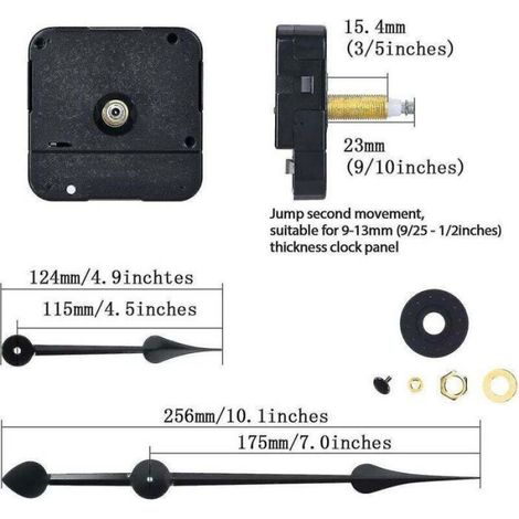 Moteur D'Horloge - Mouvement Quartz Couple Élevé - Arbre Long 23 mm - Pour Aiguilles Jusqu'à 450 mm - Compatible Panneaux 9 À 13 mm - 1 Pièce (1/3)