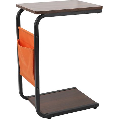 Table en C à double étagère – Table d'appoint coulissante sous le canapé, rangement ouvert, roulettes, forte capacité de charge, idéale pour salon et chambre (1/5)