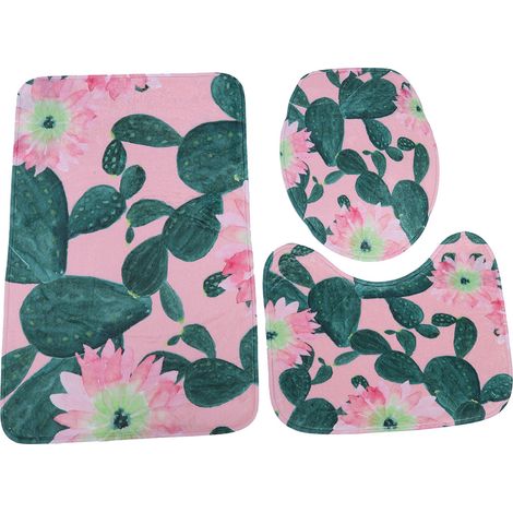 Tapis De Salle De Bain - Tapis Anti-dérapant En Flanelle - Pour Toilettes Et Douche - Lot De 3 Pièces (1/5)