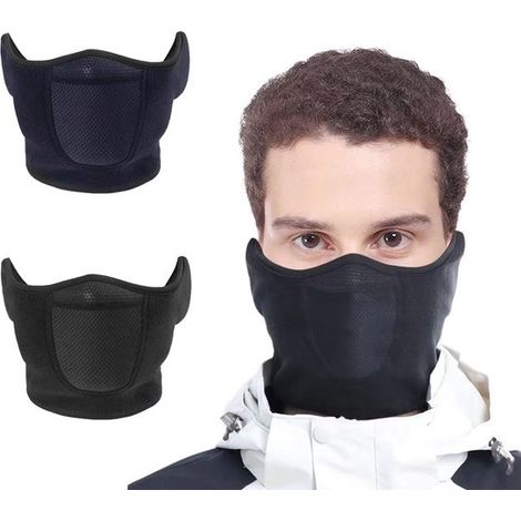 Set composto da scaldacollo da sci in due pezzi e cappello in pile a doppio strato per sport invernali, ad alta elasticità. (1/5)