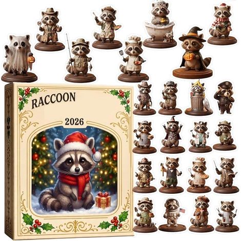 Adventskalender Tiere Niedliche Waschbär-Ornamente (1/5)