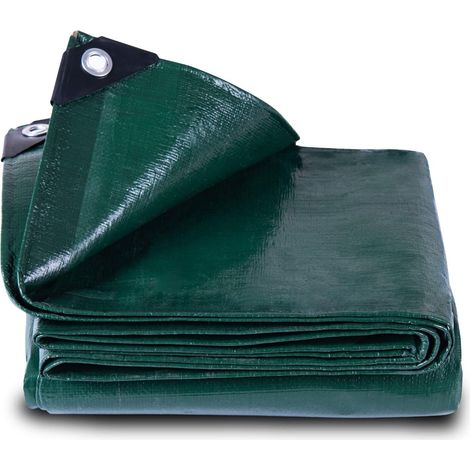 Bâche imperméable et robuste (4x4 m, 150 g/m²), bâche résistante aux intempéries avec œillets, étang à poissons, bâche de piscine verte (1/5)