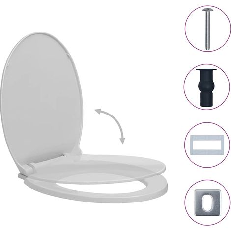 Siège de toilette à fermeture en douceur Gris clair Ovale (1/5)