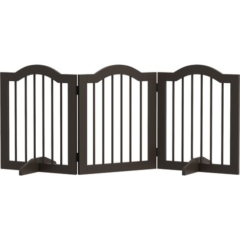 Cancelletto per Cani Pieghevole a 3 Sezioni 154,5x29,5x61 cm in Legno Caffè (1/5)