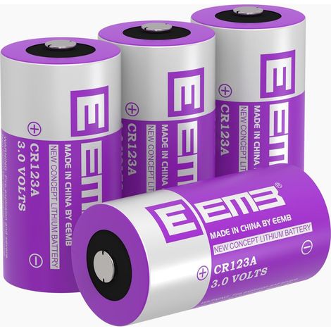 Pile CR123A Lithium 3V Lot de 4 Piles CR123 CR123A CR17345 1700 mAh Longue Durée Haute Performance pour Lampe de Poche, Instrument Intelligent, Microphone etc (1/5)