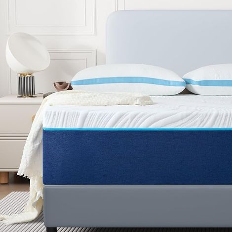 Matelas mémoire de forme 120x190x16cm – 7 zones de confort – Mousse infusée au gel – Soutien ergonomique – Housse lavable (1/5)