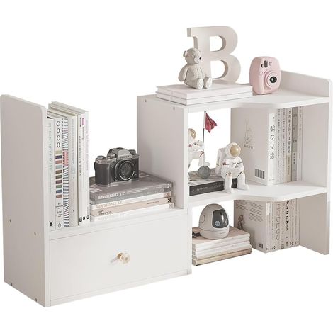 NOLUXA Bibliothèque de bureau extensible, autoportante et réglable pour le bureau et la maison (blanc) (1/5)