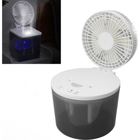 Mini humidificateur avec ventilateur, réservoir d'eau de 3 L, brumisation silencieuse, ventilateur de bureau portable pour le bureau, les voyages et l'extérieur. (1/5)