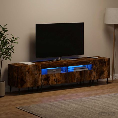 vidaXL 3 Piece LED TV Cabinet Smoked Oak Engineered Wood (1/5)