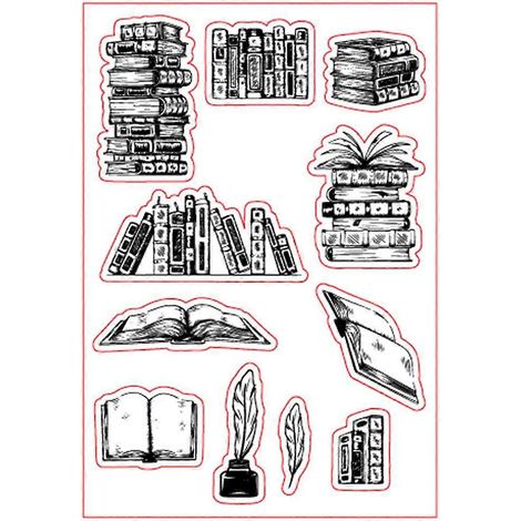 Vintage-Bücher-Stempel, transparente Stempelform zum Basteln und Prägen von DIY-Karten