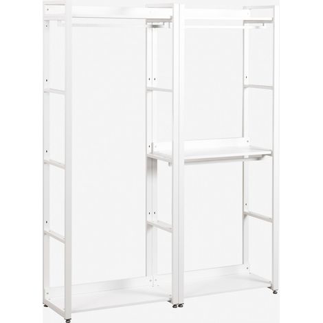 SKLUM Offener modularer Schrank aus 2 Teilen mit Kleiderstange aus Stahl und Holz Ariaster Weiss                                  