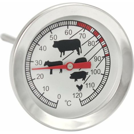 Filiyano-Thermomètre de rôtissage en acier inoxydable - Thermomètre à viande analogique jusqu'à 120 °C - Thermomètre pour barbecue - Aiguille à viande (1/3)