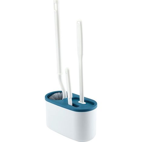 4-teiliges blaues WC-Bürstenset zur Wandmontage mit 3 Bürsten für das Badezimmer, spritzfreies WC-Reinigungsset (1/5)