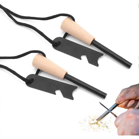 Ensemble de 2 pierres à feu, kit d'allume-feu naturel, équipement de survie en pleine nature, briquet à silex pour le camping et la randonnée (1/5)