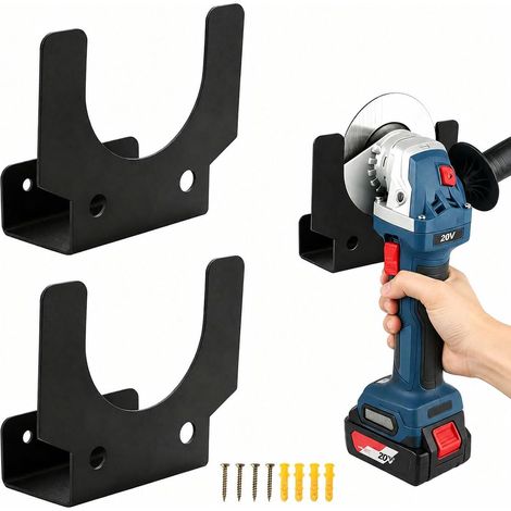 2 Pieces Stand Grinder Discer, Universal Heavy Duty Brackets with Cable Brackets, Metal Hooks for Angle Grinders, Polishers and Equipment for Garages, Workshops, Machining Shops (1/5)