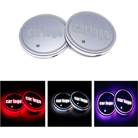 Tapis Lumineux LED pour Porte-Gobelet Voiture, Lot de 2, 7 Couleurs Changeantes, Recharge USB, Sous-Verres Décoratifs pour Bouteilles, Éclairage Auto (1/5)