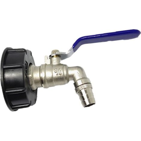 Adaptateur de Réservoir de Vidange IBC S60x6 Vanne Robinet 3/4'' Adaptateur de Robinet de Réservoir IBC Adaptateur de Cuve Adaptateur de Réservoir d'eau Robinet à Boisseau Sphérique Fonepro, (1/4)