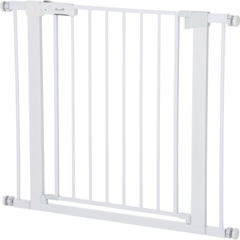 Selbstschließendes Sicherheitstor aus Stahl, weiß, 75–96 cm, einhändige Öffnung MODENUIT (1/4)