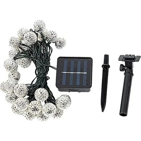 MINKUROW Solar-LED-Lichterketten 20 LEDs Outdoor-Lichterketten für Zuhause, Hochzeit, Party, Garten, Terrasse, Dekoration, Silber (1/5)