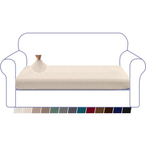 Fodera per cuscino da divano super morbida ed elasticizzata - Realizzata in tessuto jacquard di spandex con lato inferiore elasticizzato (3 posti, beige) (1/5)