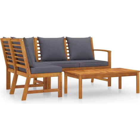Salon de jardin 4 pcs Contemporain, Ensemble repas de jardin, avec coussin Bois d'acacia solide OIB4494E (1/5)