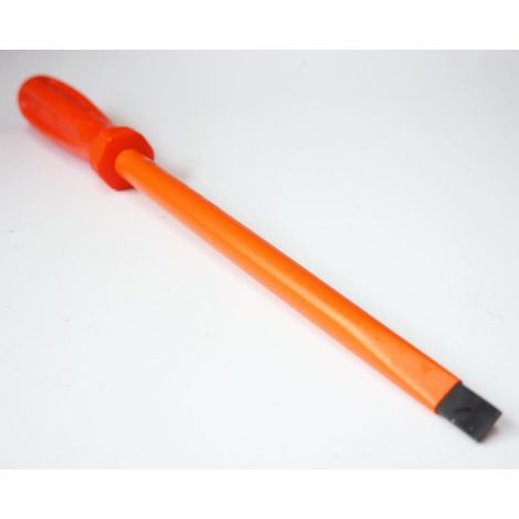 Tournevis plat 10x200mm isolé 1000V lame acier chromé manche orange pour vis tête fendue DERANCOURT