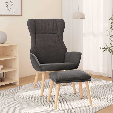 vidaXL Sillón de relax con taburete tela gris oscuro (1/5)