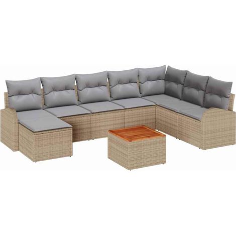Set Divano da Giardino 9 pcs beige e grigio chiaro vidaXL (1/5)
