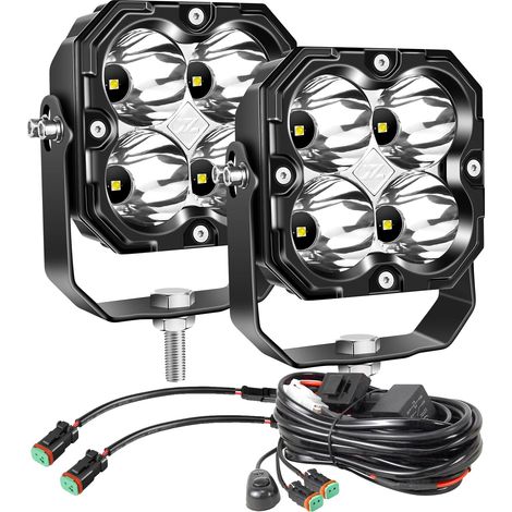 Barra de luz LED, patrón de haz ajustable, resistente a la intemperie, cable para foco de 2x4 pulgadas (1/2)
