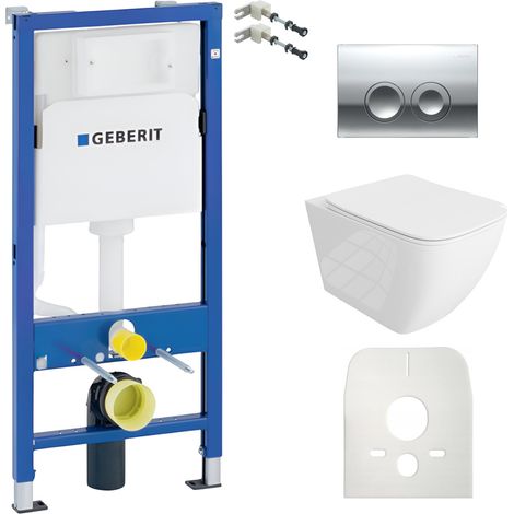 GEBERIT WC Set mit Vorwandelement, Wand-WC und Spülknopf (1/5)