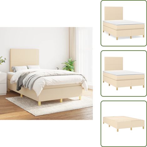 Letto con materasso a molle insacchettate - vidaXL Giroletto a Molle con Materasso Crema 120x200 cm in Tessuto - Letto con materasso morbido