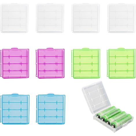 10 Pièces AA/AAA Boîte à Piles en Plastique Couleur, Dur Boîte de Rangement, Réutilisable Boîte Case Stockage Batterie de Protection pour Piles et Batteries Rechargeables AAA/AA(4 Couleurs) (1/5)