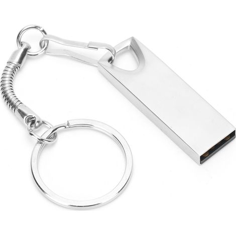 Clé USB 2.0 Mini clé USB portable en métal avec anneau triangulaire, argentée, 64 Go (1/5)