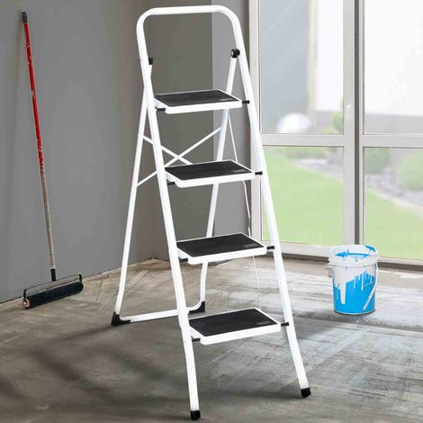 Escalera plegable con 4 peldaños antideslizantes y pasamanos (1/5)