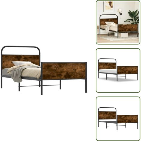 The Living Store Bettgestell ohne Matratze 90x200 cm Sonoma-Eiche Holzwerkstoff - Metallbett (1/5)