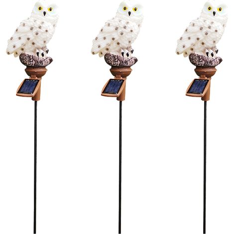 Juego de 3 luces solares con forma de búho, iluminación exterior inalámbrica, decoración para jardín, caminos y césped. (1/5)
