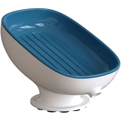 Porte-savon CDQ avec égouttoir pour salle de bain et cuisine, bleu (1/5)