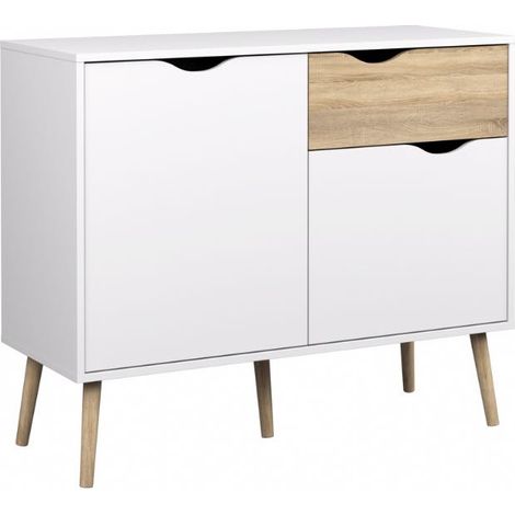 Napoli Sideboard mit 1 Schublade und 2 Türen weiss/Eiche. (1/5)