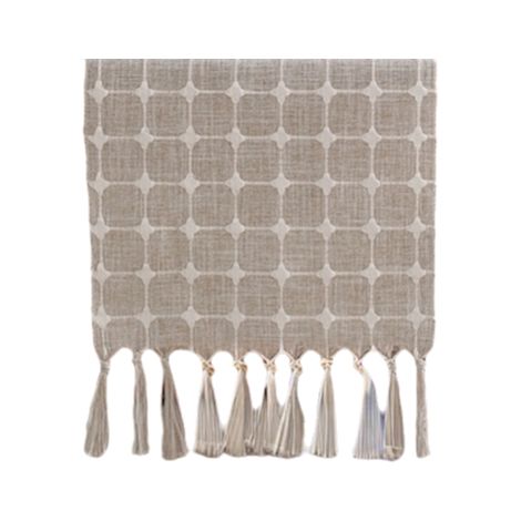 Chemise De Table - En Coton Et Lin - Style Boho Avec Bordure Frangée - Pour Table À Manger Café Bureau Dresser - 33 X 160 Cm (1/5)