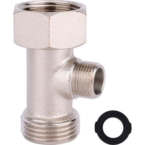 Adaptateur T pour Bidet avec Joint, 7/8"x7/8"x3/8" Raccord en T 3 Voies Accessoire de Toilette Bidet pour Maison Installation Toilette Camping-Car Raccord Tuyau Dérivation (1/5)