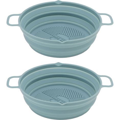 Pot pliable de qualité alimentaire, revêtement en Silicone pour friteuse, panier rond bleu pour cuiseur à Air, 2 pièces (1/5)
