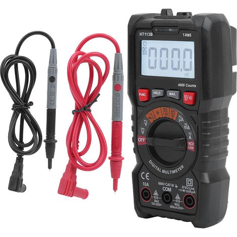 Multimètre numérique portable à gamme automatique, testeur de courant continu et alternatif, de tension, de résistance et de capacité (HT113B) (1/5)