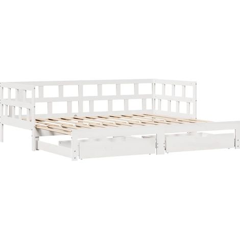Sofá cama nido con cajones sin colchón blanco 90x190 cm vidaXL