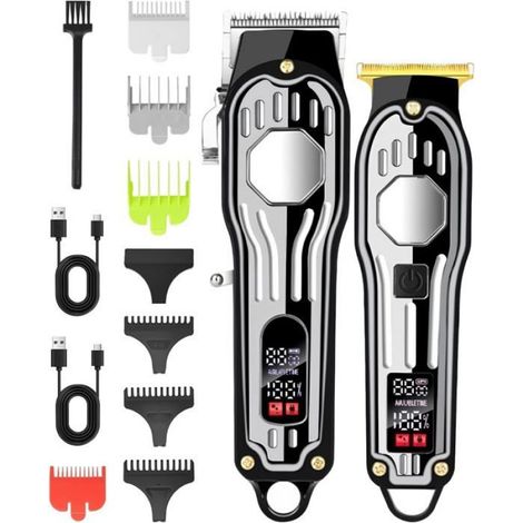 Tondeuse à cheveux professionnelle pour hommes,kit de tondeuse avec lames,tondeuse électrique étanche IPX7,kit de tondeuse avec (1/4)