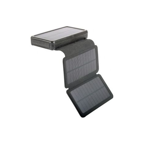 Batterie externe 20000 mAh 2 entrées, 2 ports USB 2.1A gris pliable + 2 panneaux solaire amovible, pour Smartphone, tablette et camping (1/4)
